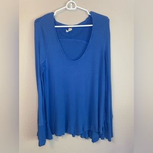 Free People Waffle Knit Thermal Raw Hem